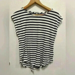 Green Envelope Stripes Cap-sleeved Shirt Size Medium